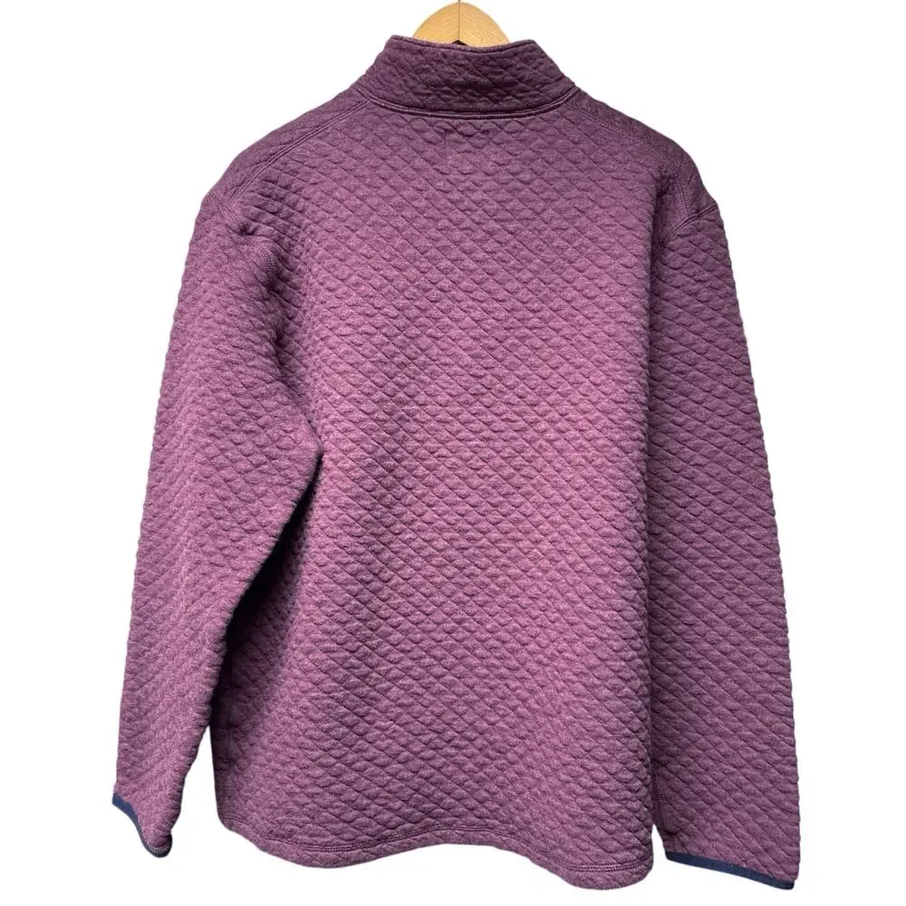 J Crew Men’s Quilted Fleece Pullover Top Size XL Burgundy Quarter Zip Preppy